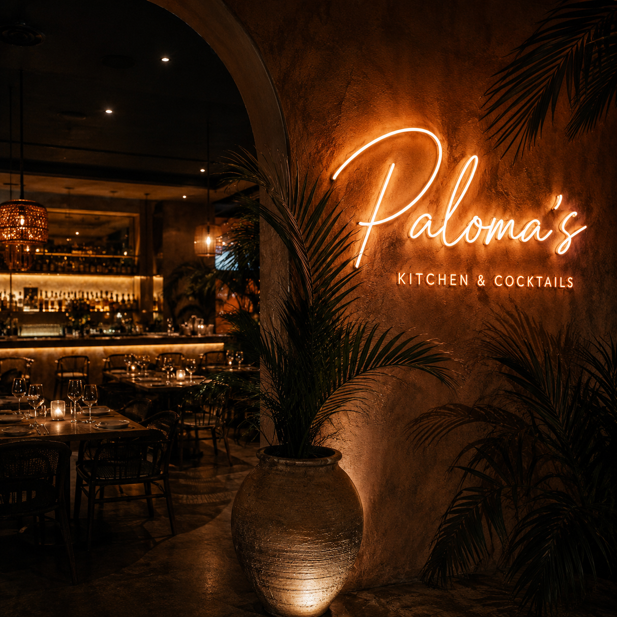 The glowing entrance at Paloma’s