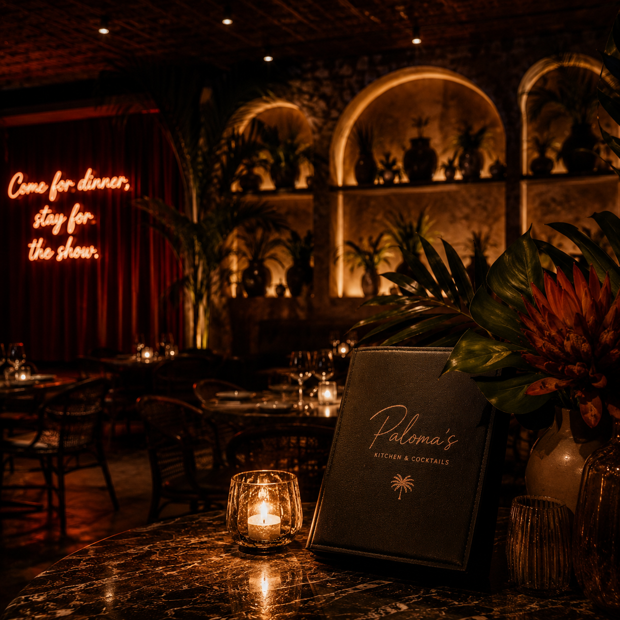 Paloma’s candlelit dining room