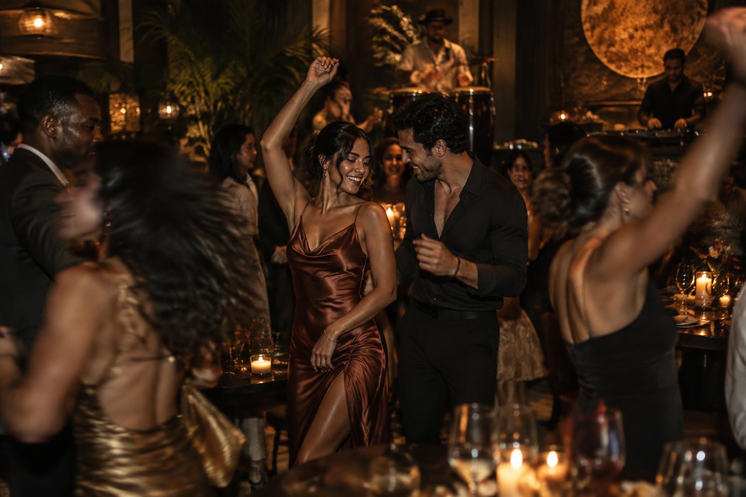 Guests enjoying music and cocktails at Paloma’s after dark